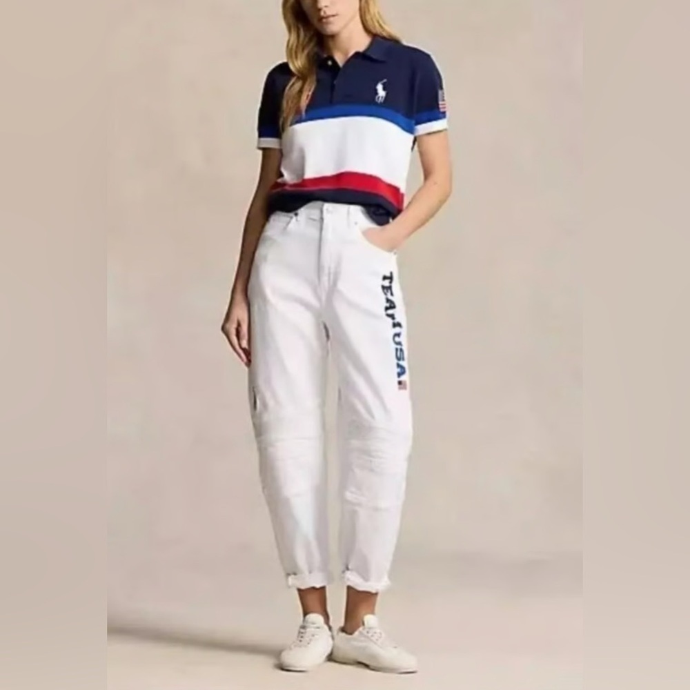 Ralph Lauren White USA Olympic Patch Jean